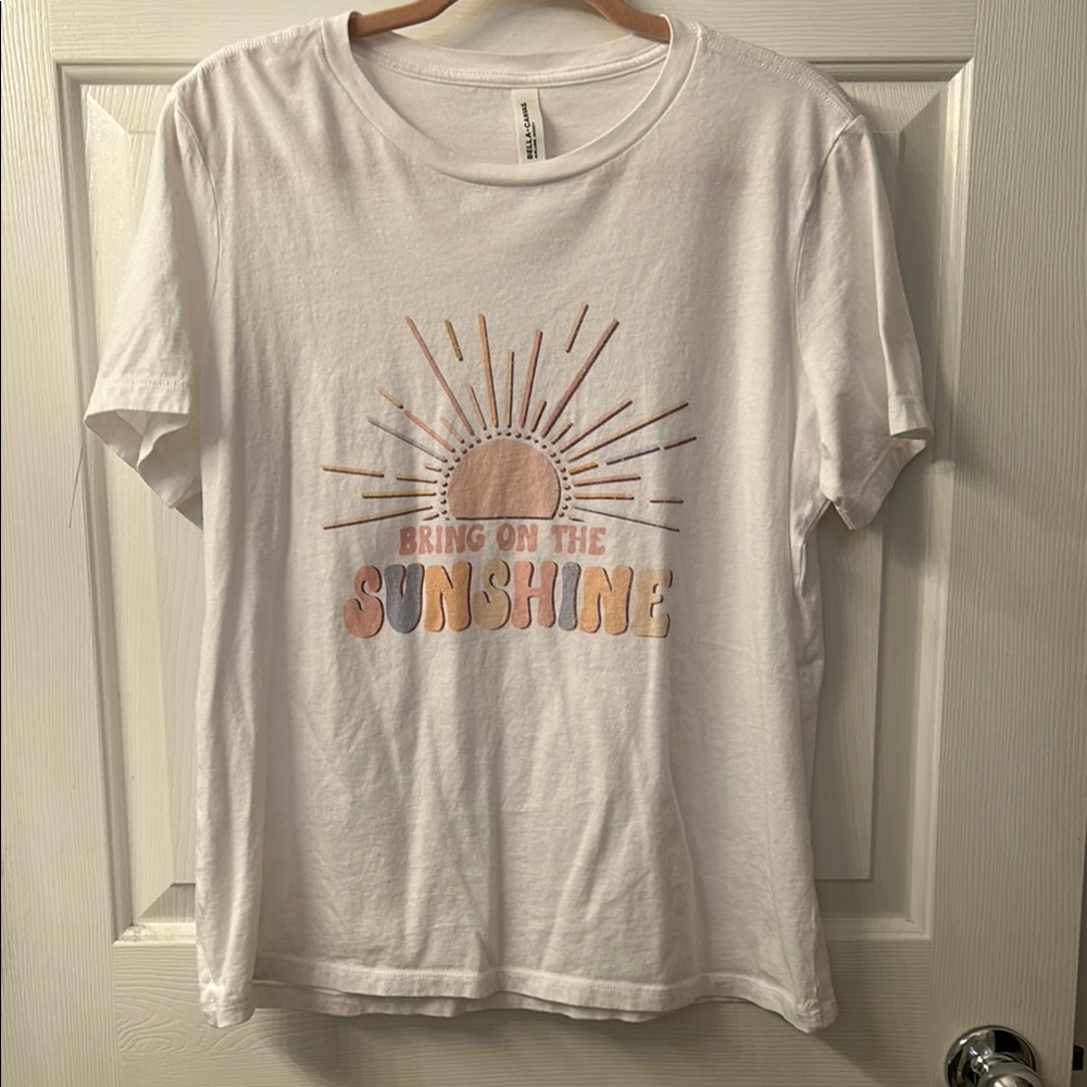 White Graphic T-Shirt with Sunshine Design